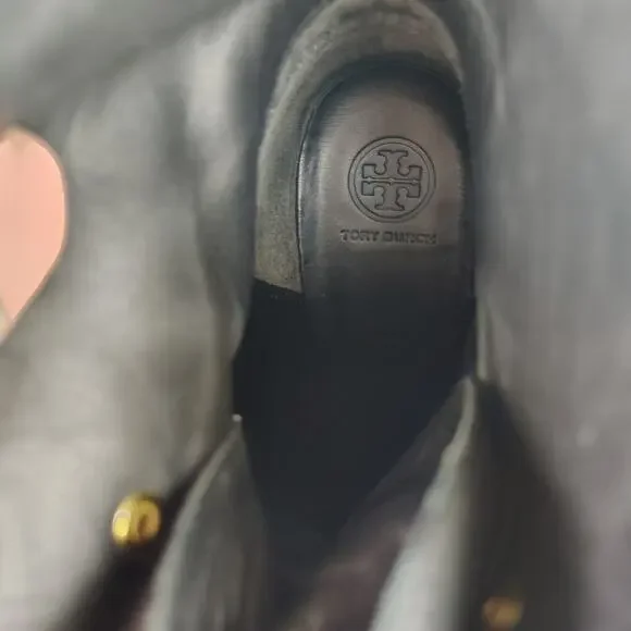 Tory Burch Miller 95mm Lug Sole Lace Up Bootie Black Hiking Boot Size 9.5 - Picture 14 of 14